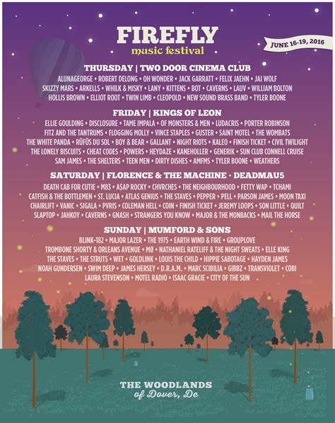 Firefly 2016 Lineup And Schedule Delmarvalife