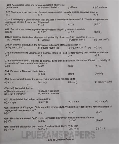 LPU Exams Papers Notes CA MTE ETE Projects LPU MTH302