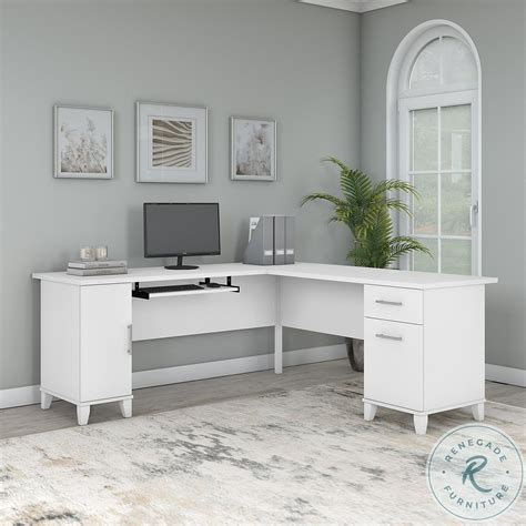 Somerset White 72 L Shaped Desk With Storage From Bush Furniture