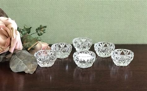 Vintage Glass Salt Cellars Set Of 6 Open Salt Cellars Pressed Glass Salts Little Salt Dishes