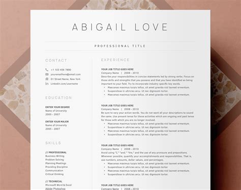 Resume Template for Word Pages Cover Letter Template - Etsy