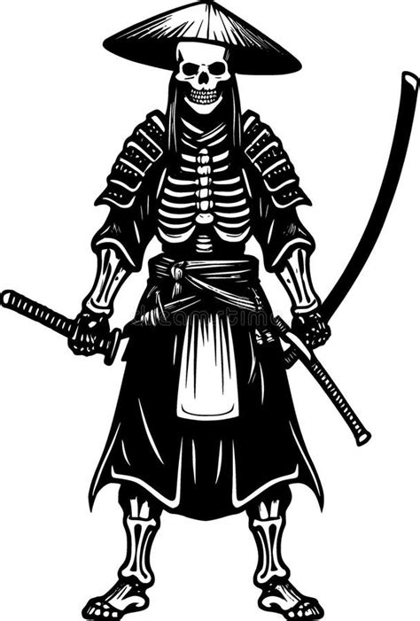 Illustration of Samurai in Black and White Stock Illustration ...