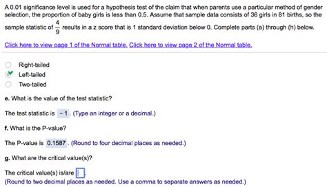 Solved A Significance Level Is Used For A Hypothesis Chegg