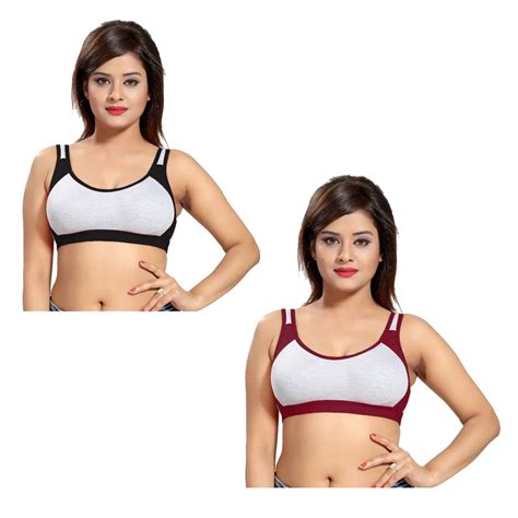 Buy Sports Non Padded Wire Free Bra Yoga Gym Stretch Workout Seamless Cotton Bra For Women