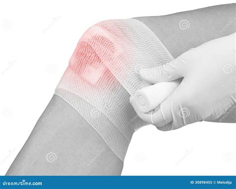 Cotton Bandage Over A Wound On Knee Stock Image Image Of Skin