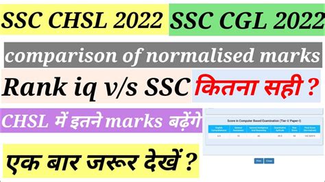 Ssc Normalisation V S Rank Iq Normalisation Comparision L Ssc Chsl Rank