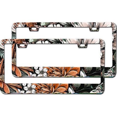 Amazon XYCustomBest 2PC Vintage Floral Flowers License Plate