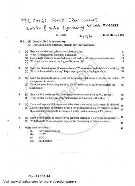 Television And Video Engineering 2013 2014 Be Electronics And Telecommunication Engineering