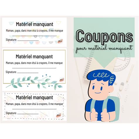 Coupons pour matériel manquant