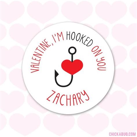 Hooked On You Valentine S Day Stickers Sheet Of 12 By Chickabug