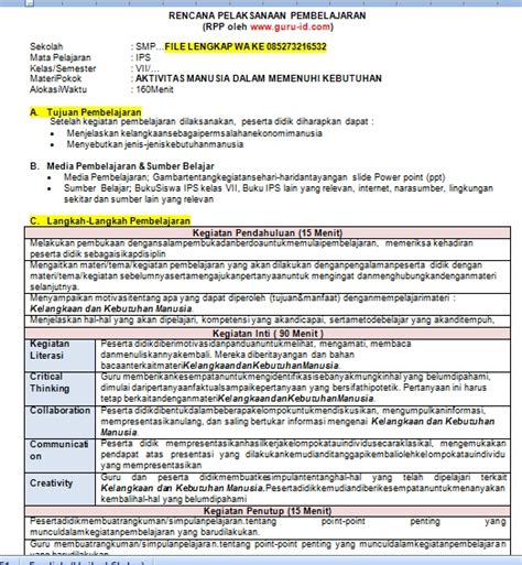 Rpp Kelas Semester Lengkap