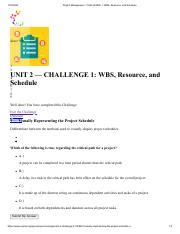 Project Management Challenge Wbs Resource And Schedule Pdf