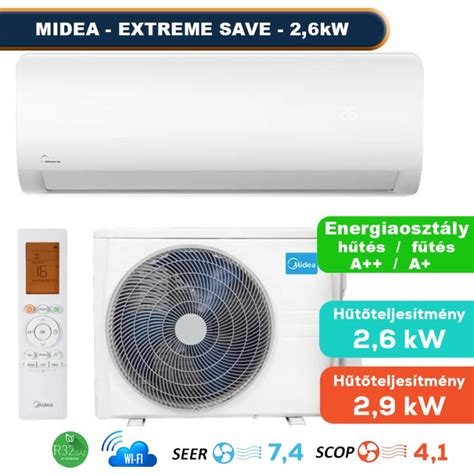 MIDEA Xtreme Save MG2X 09 SP oldalfali split R32 2 6 kW klíma