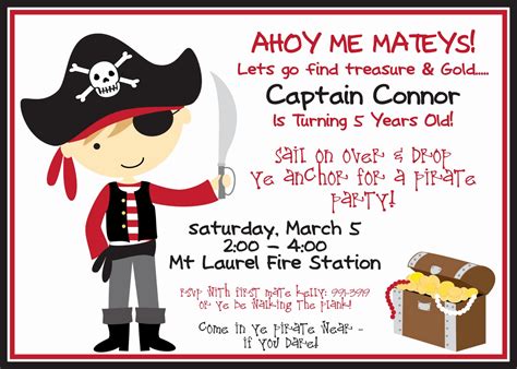 Pirate Party Invitation Wording