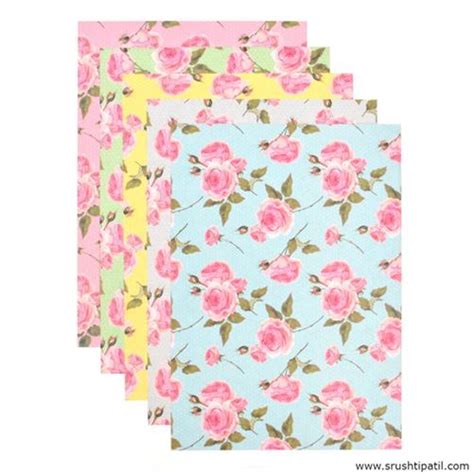 10 Sheets of A4 Size Flower Design Paper (5 Colors) – Srushti Patil