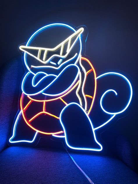 Pokemon Squirtle Neon Sign Kids Room Neon Sign Pokemon Squirtle Wall