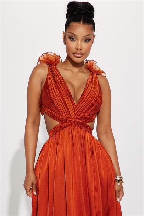 Going To The Chapel Satin Maxi Dress Rust Fashion Nova Dresses