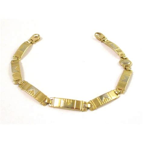 Bracciale A Piastre Da Uomo In Oro Giallo E Bianco Kt