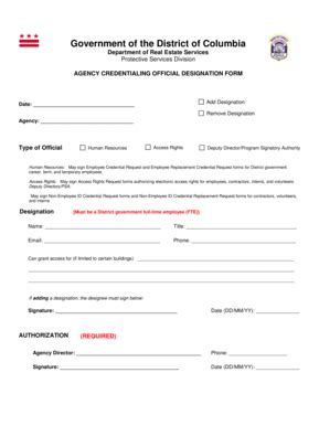 Fillable Online Dgs Dc Agency Credentialing Official Designation Form