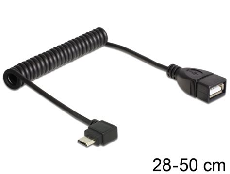 Cablu Usb Micro B Tata In Unghi La Usb 20 A Mama Otg Spiralat