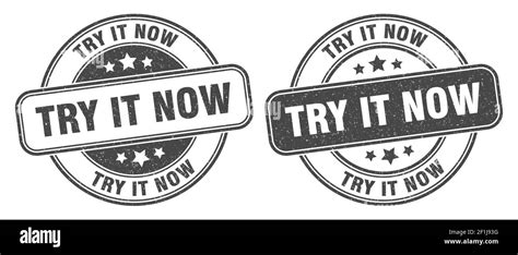 Try It Now Stamp Try It Now Sign Round Grunge Label Stock Vector