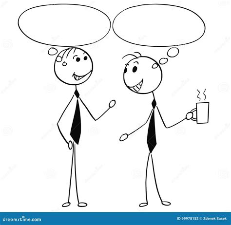 Cartoon Illustration of Two Men Male Business People Talking Stock ...