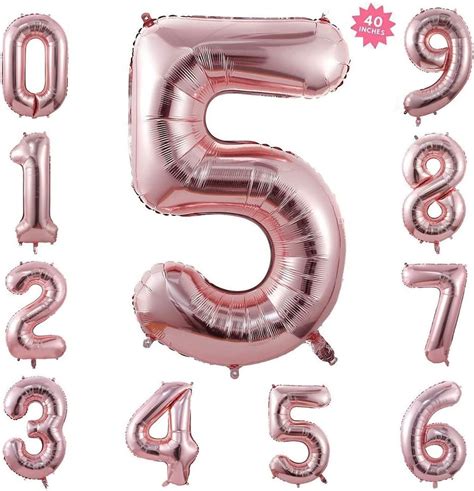 40 Inch Rose Gold Jumbo Digital Number Balloons 5 Huge