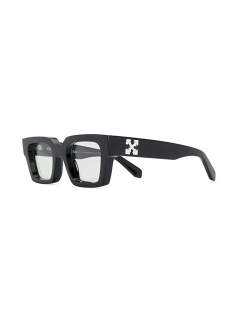 Off White C O Virgil Abloh Arrows Plaque Square Frame Sunglasses In