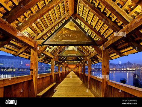 Interior paintings in The famous Kapellbrücke ("Chapel Bridge"), a ...