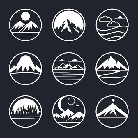 Premium Vector Mountain Peaks Silhouettes Set Isolated Rocky Mountain