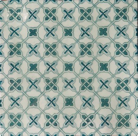 Residence Residence Ormeaux Blue On Mint 13x13cm Ceramic Wall Tile By