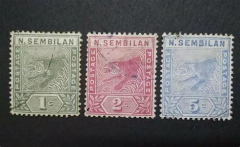 2855 1891 Straits Settlements Negri N Sembilan Malaya Tiger Complete