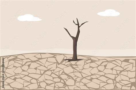 Dry Cracked Land. Soil Erosion and Desertification Stock Vector | Adobe ...