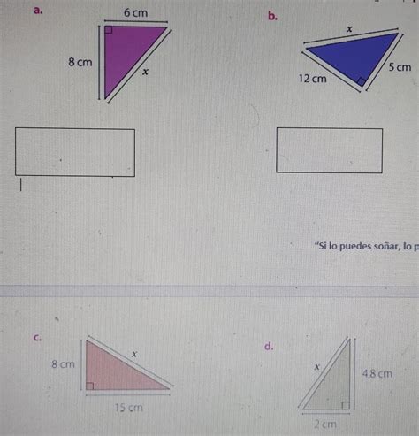 I Calcula La Medida Del Lado Desconocido En Cada Triángulo Rectángulo