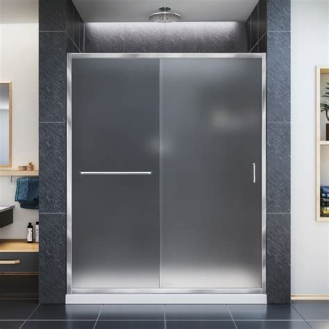 Dreamline Infinity Z 56 60 In W X 72 In H Semi Frameless Sliding Shower Door Frosted Glass In