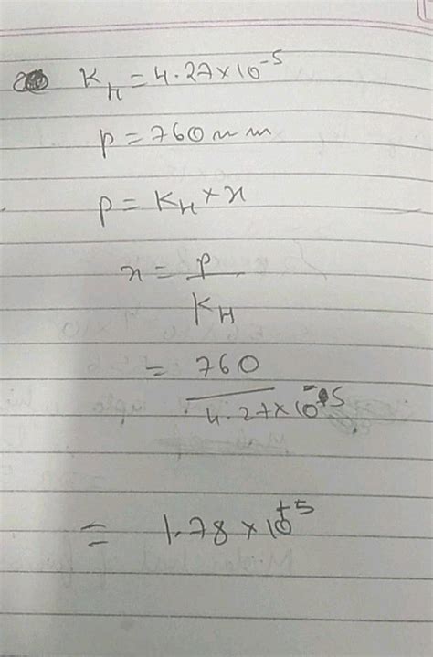 3 Henrys Law Constant The Solubility Of Methane In Benzene Is 4 27 X