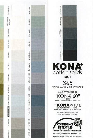 Kona Cotton Color Card Robert Kaufman Fabrics Sample Card Etsy