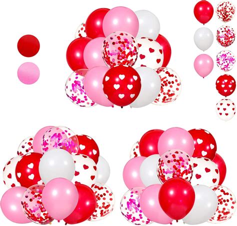 Amazon 50PCS 12 Inches Latex Balloons Confetti Balloons Set Red