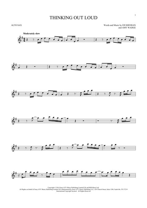 Thinking Out Loud By Ed Sheeran Sheet Music For Alto Sax Solo At Sheet