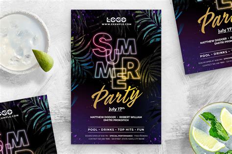 Summer Party Flyer Template Flyer Templates ~ Creative Market