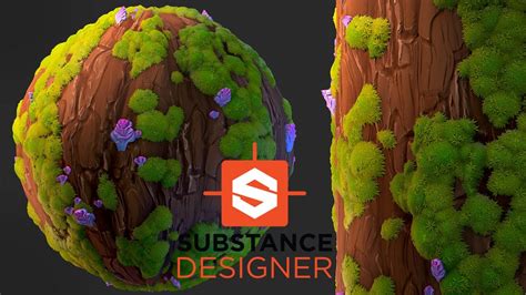 Stylized Tree Bark With Moss Substance Designer Youtube