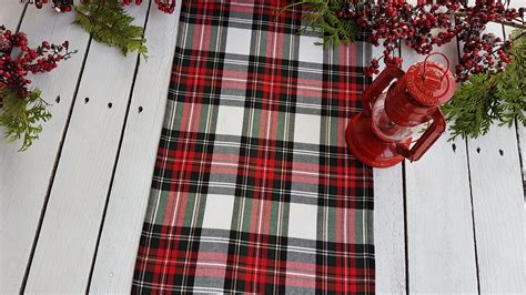 Plaid Table Runner Christmas Table Runner Plaid Tartan Etsy