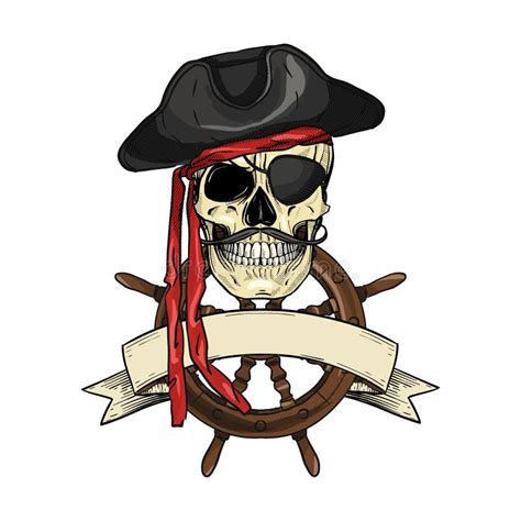 Sketch pirate skull stock illustration. Illustration of earring - 155410790