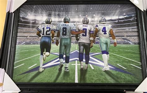 Dallas Cowboys Great Players Together on Field . Painting Re-print. 12 ...