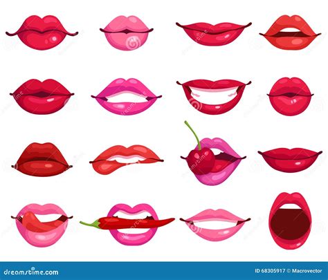 Lips Cartoon Set Stock Vector Image