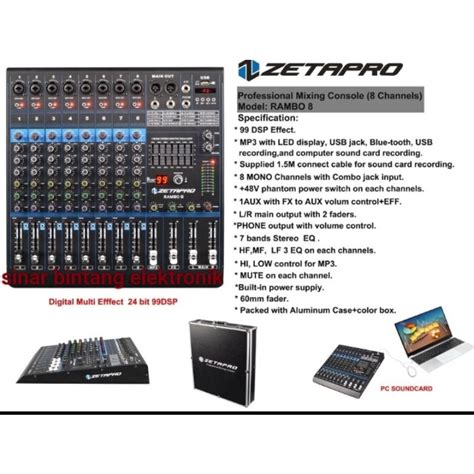 Jual Mixer Zetapro Rambo8 Original Zetapro 8channel Koper Shopee