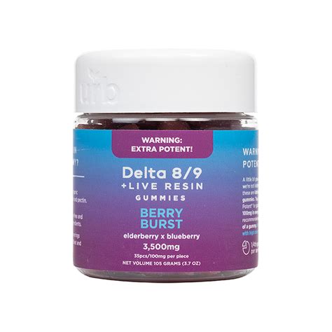 Urb Delta 8 9 LIVE RESIN Berry Burst Gummies 3500mg