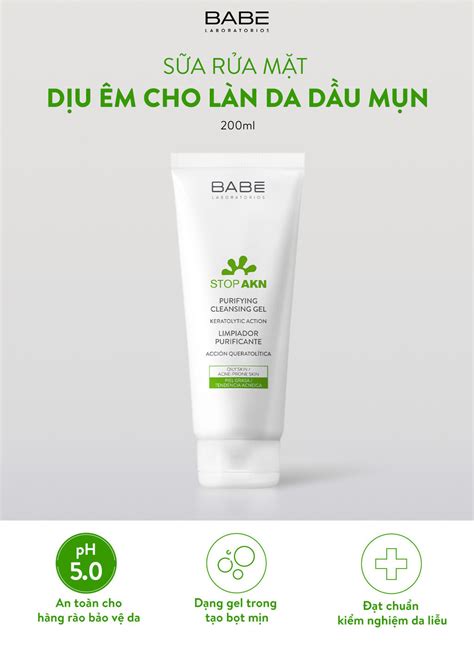 Sữa rửa mặt BABE Stop Akn Purifying Cleansing gel cho da dầu mụn ml Shopee Việt Nam