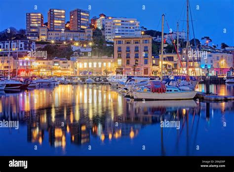 UK, Devon, Torquay Harbour at Night Stock Photo - Alamy