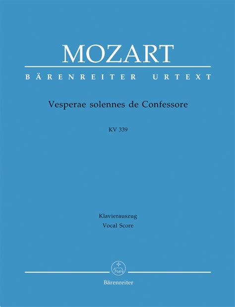 Vesperae Solennes De Confessore K Solemn Vespers Vocal Score